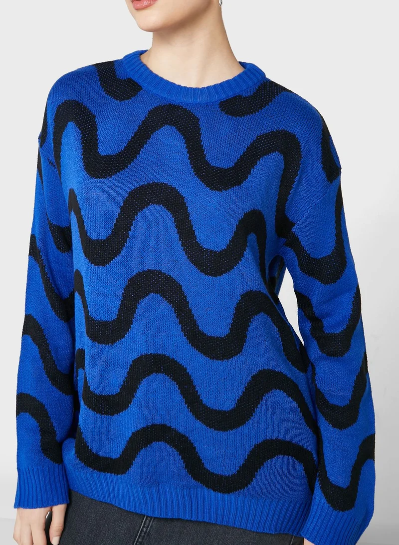 Ginger Intarsia Printed Sweater