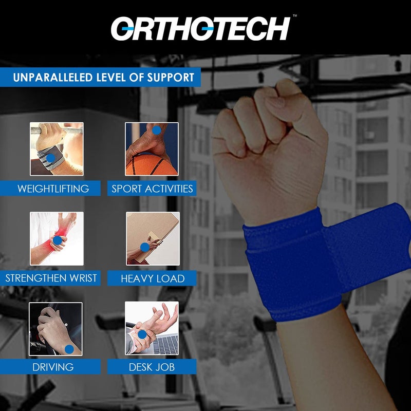 Orthotech Neoprene Gym Wrist Support for Men & Women, Strap for Pain Relief, Wrist Supporter for Gym & Sport activities,Gym Accessories for Men for Hand Grip & Wrist Support - Pair - Image 3