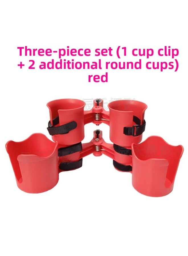 Generic BT.ROBOCUP Director Car Cup Holder Cup Holder Light Recording Actor Set Outdoor Fishing Net Red Live Broadcast-Body Color:Red 3-piece Set (1 Cup Clip + 2 Round Cups)  - Image 1