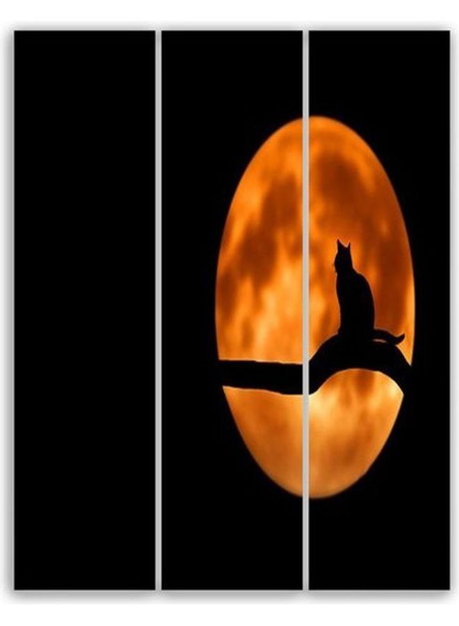 NIBEMINENT 3-Piece Moon Themed Painting Set Black/Orange L - Image 1