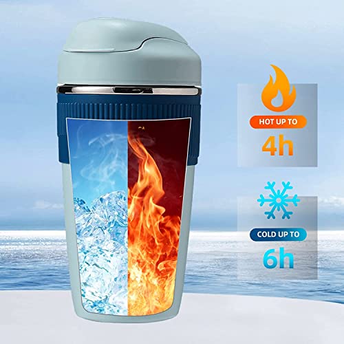 Wosta Travel Mug, Insulated Coffee Cup with Leakproof Lid,Vacuum Insulation Stainless Steel Reusable for Hot Cold Coffee,Tea, Thermal Mug with Non-Slip (Mint Blue, 480 Ml) - Image 4