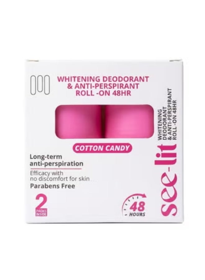 SEE LIT WHITENING DEODORANT & ANTI-PERSPIRANT ROLL-ON COTTON CANDY 48HR 1+1
