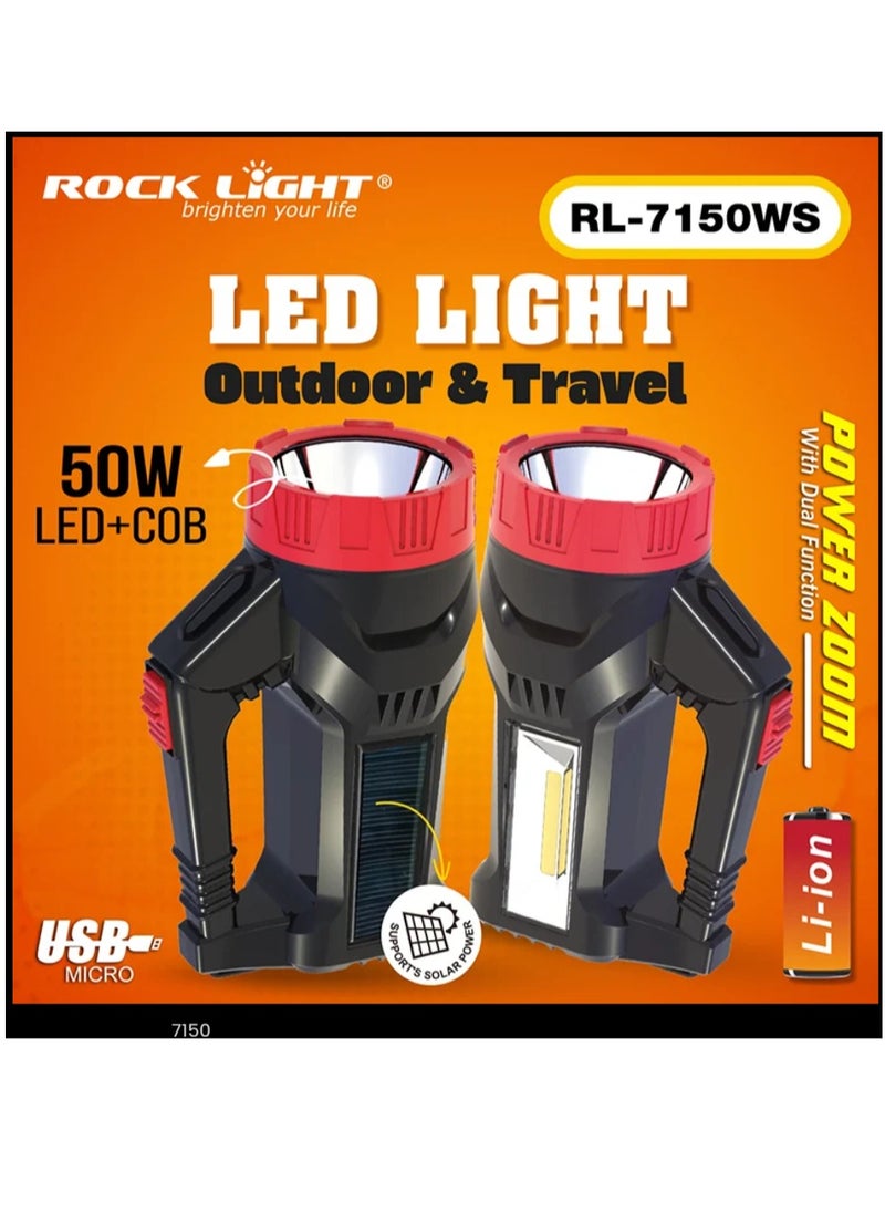 ROCK LIGHT Rocklight RL-7150WS Flash Light 50W LED + COB with Solar Power 