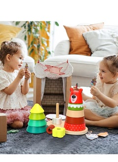 Excefore Wooden Shape Sorting Stacking, Stacking Toys, Rainbow Stacker Toddler Learning Toys for Toddler Boys Girls Best Learning Gift and Brain Toy  - Image 5