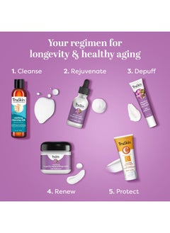 TruSkin Naturals Truskin Longevity Rejuvenating Face Serum Bakuchiol Serum With Lingonberry Stem Cells & Snow Algae Skin Care Made To Help Transition From Anti Aging To Healthy Aging 1 Fl Oz  - Image 5