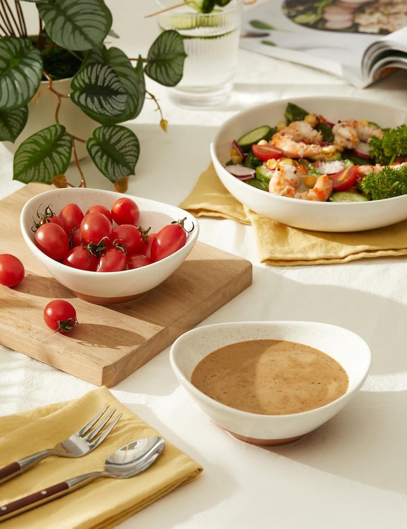 Teocera 5 Inch Porcelain Small Bowls Set 6 Ounce small serving bowls for Dessert Ice Cream Snack Dipping Side Dishes Microwave  Dishwasher Safe Beige - Image 3