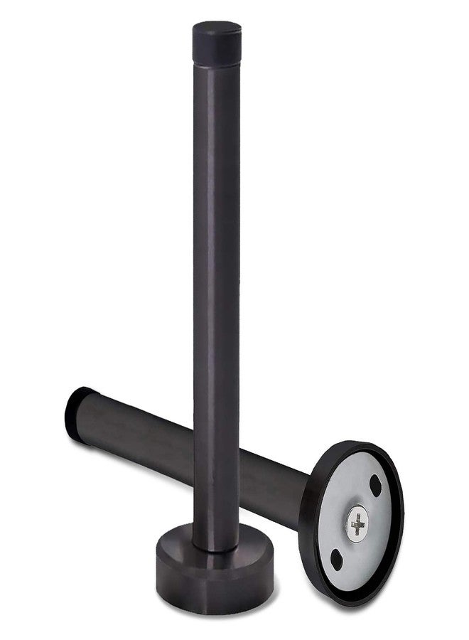 KOLAKO Door Stop, 6 Inch Long Door Stopper with Mute Rubber Bumper, Wall Mounted Large Modern Extra Long Door Stops Catch Black, Brushed Steel, Heavy Duty Doorstop Door Holder for Home Office, 2 Pack - Image 1