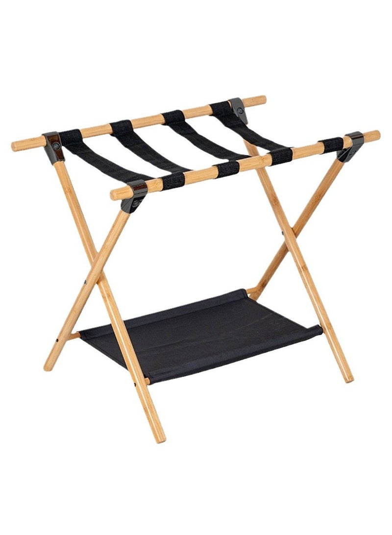Luggage Rack,Wooden Portable Luggage Rack for Suitcase ,Double-Deck Luggage Racks Include Storage Shelf and Luggage Racks for Family Hotel Use，64*45*52CM,Withstand 50 KG - Image 3