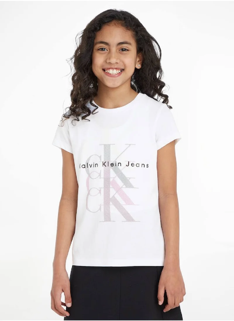 Calvin Klein Jeans Calvin Klein Jeans Kids, Girls' T-Shirt - Long Sleeves - Casual Tops - Cotton , White