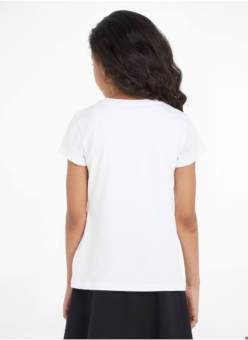 Calvin Klein Jeans - Calvin Klein Jeans Kids, Girls' T-Shirt - Long Sleeves - Casual Tops - Cotton , White - Image 1