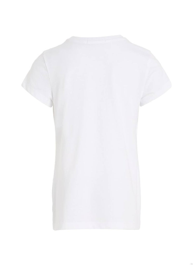 Calvin Klein Jeans - Calvin Klein Jeans Kids, Girls' T-Shirt - Long Sleeves - Casual Tops - Cotton , White - Image 1