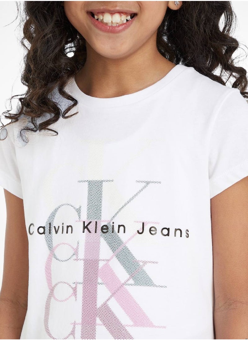 Calvin Klein Jeans - Calvin Klein Jeans Kids, Girls' T-Shirt - Long Sleeves - Casual Tops - Cotton , White - Image 1