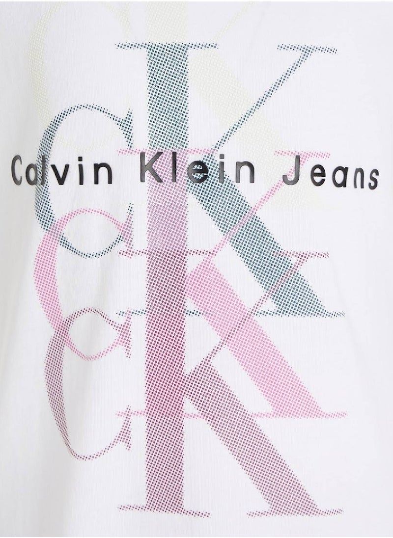 Calvin Klein Jeans - Calvin Klein Jeans Kids, Girls' T-Shirt - Long Sleeves - Casual Tops - Cotton , White - Image 1
