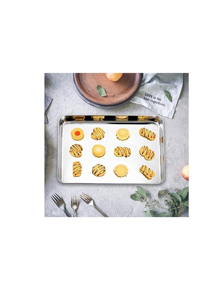 AL KHAYAM - Baking Sheet Set of 2, Bastwe 18 inch Commercial Grade Stainless Steel Baking Pan, Professional Bakeware Oven Tray, Healthy & Non-toxic, Rust Free & Mirror Finish, Easy Clean & Dishwasher Safe - Image 1