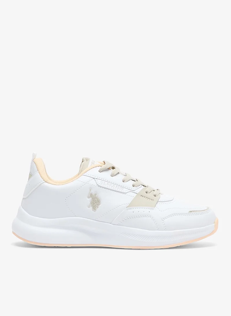 U.S. Polo Assn. White/Salmon Women's White Sneakers - Elegant Design Shoes,Comfortable Casual Shoes for Everyday Wear for Women | Best Price UAE