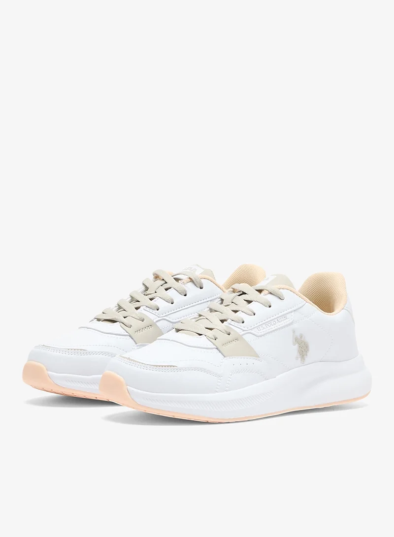 U.S. Polo Assn. White/Salmon Women's White Sneakers - Elegant Design Shoes,Comfortable Casual Shoes for Everyday Wear for Women | Best Price UAE