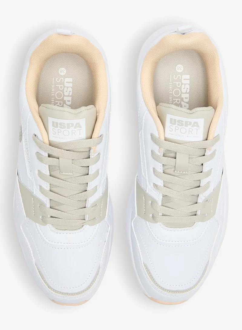 U.S. Polo Assn. White/Salmon Women's White Sneakers - Elegant Design Shoes,Comfortable Casual Shoes for Everyday Wear for Women | Best Price UAE