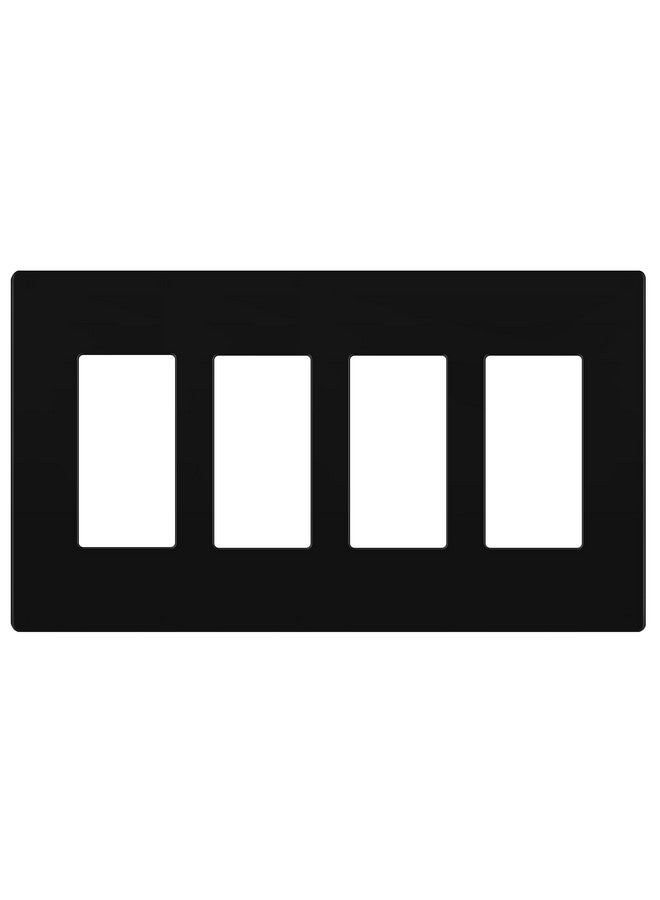 LIDER Matte Finish Quadruple Decorator Switch Cover, Screwless Wall Plate, Mid-Size 4-Gang 4.88" x 8.58", Polycarbonate Thermoplastic, UL Listed, LSWP-34M-BK, Black - Image 1