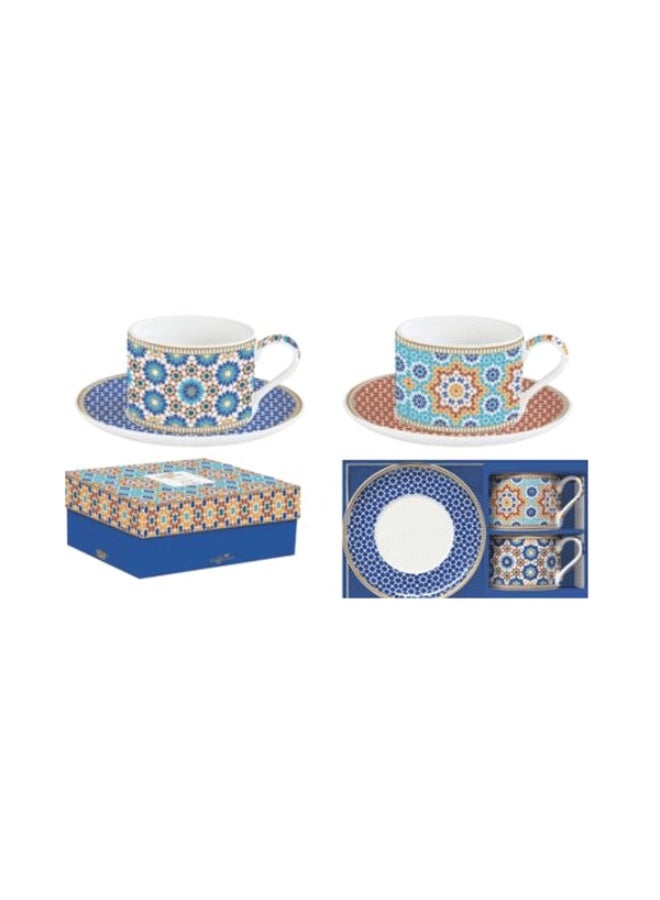 Easy Life 2-Piece Modern Marrakech Design Cup and Saucer Set Multicolor 240ml - Image 2