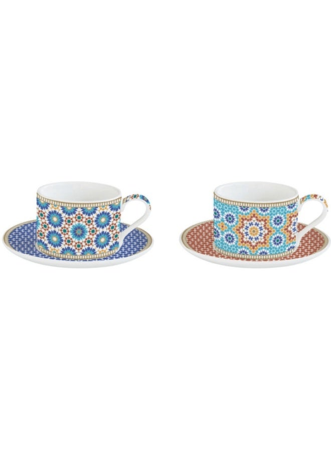 Easy Life 2-Piece Modern Marrakech Design Cup and Saucer Set Multicolor 240ml - Image 1