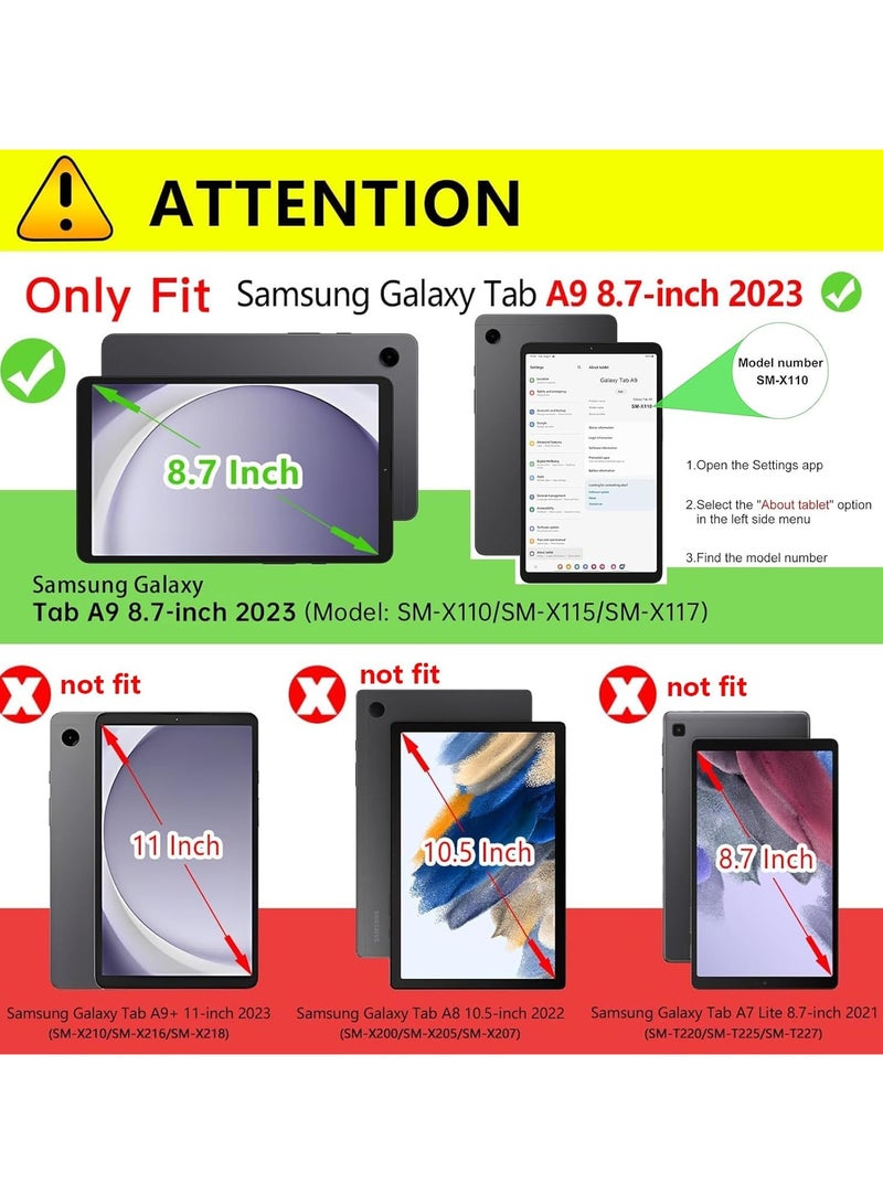 2 in 1 Case for Samsung Galaxy Tab A9 8.7",  1-Pack Screen Protector&Transparent Cover  - Image 2
