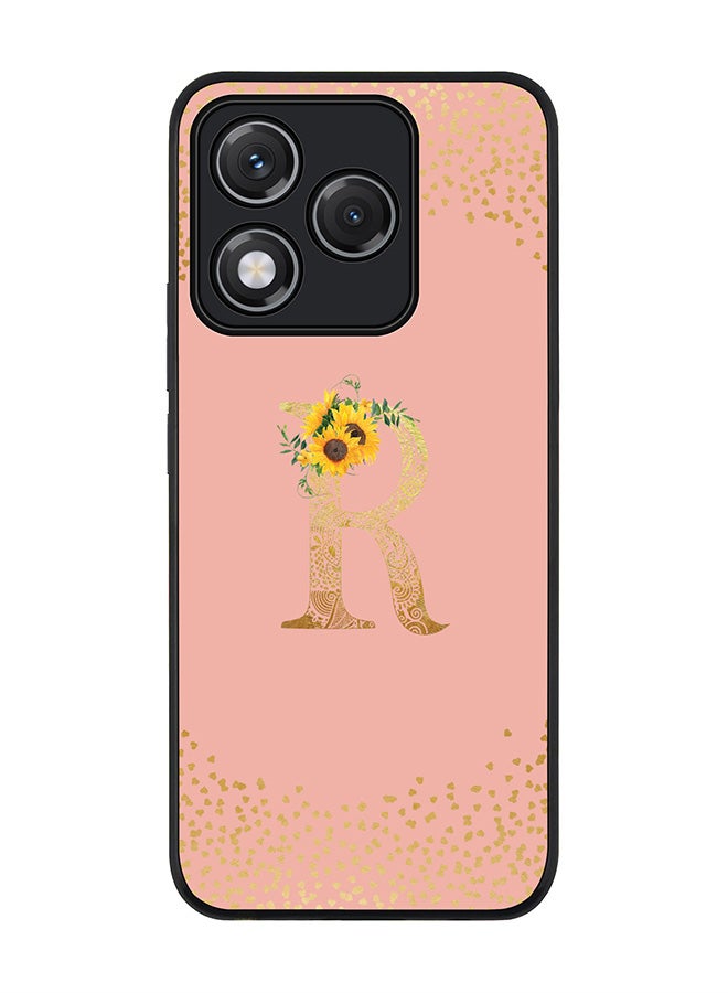 Stylizedd For Honor 400 Lite Case,Slim fit Camera Protection, Shockproof Thin Phone cover  - Custom Floral Monogram - R  (Rose Pink ) - Image 1