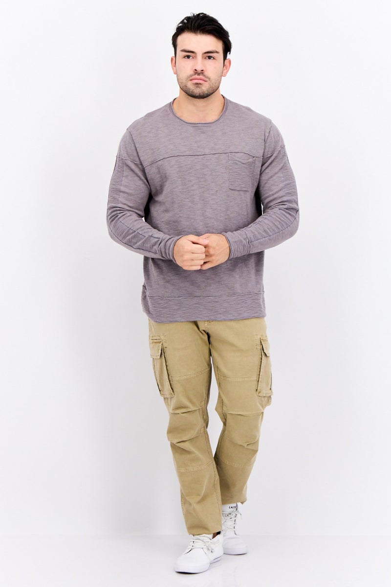 GAS Men Round Neck Solid Long Sleeves Sweatshirt, Grey - Image 2