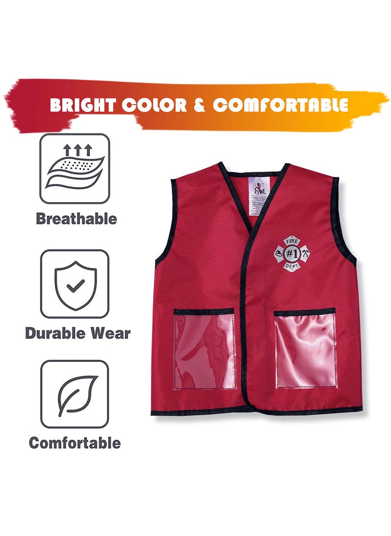 Kidwala fireman costume dress up set, red vest & red hat  firefighter outfit with realistic Rescue tool accessories  firefighter educational costume for boys & girls - Image 4