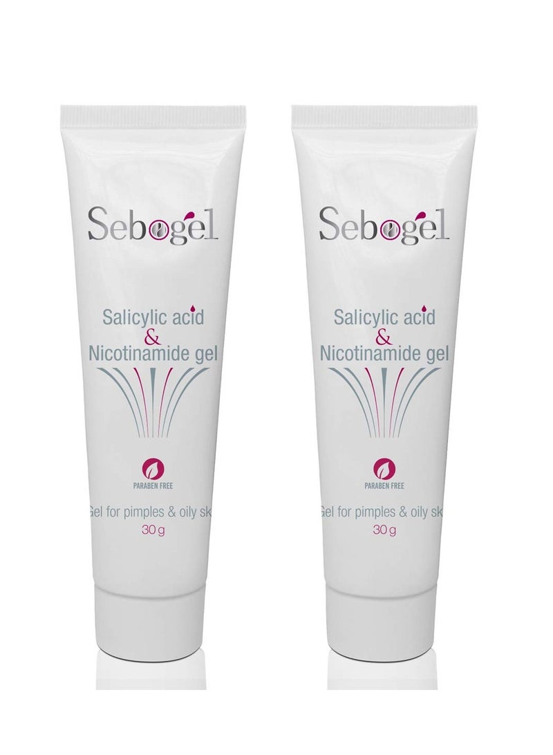 Sebogel Salicylic Acid & Nicotinamide Gel for Pimples and Oily Skin, 30gm - Pack of 2 - Image 1