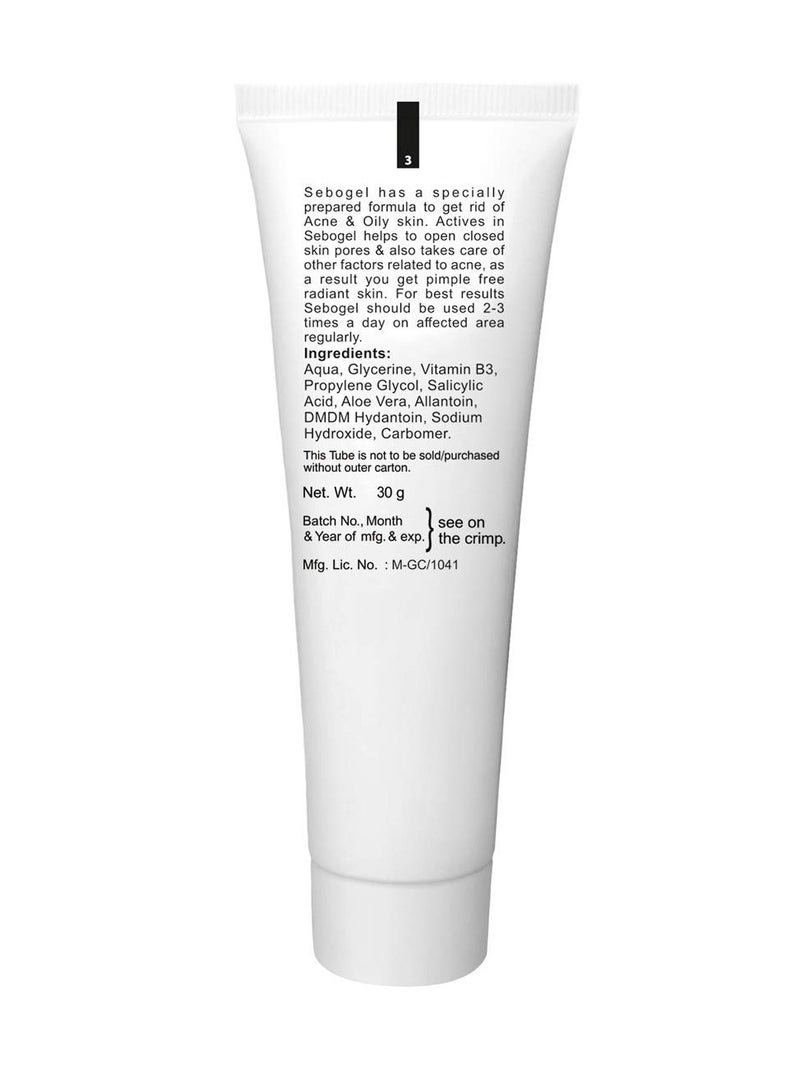Sebogel Salicylic Acid & Nicotinamide Gel for Pimples and Oily Skin, 30gm - Pack of 2 - Image 3