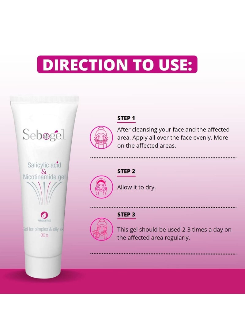 Sebogel Salicylic Acid & Nicotinamide Gel for Pimples and Oily Skin, 30gm - Pack of 2 - Image 5