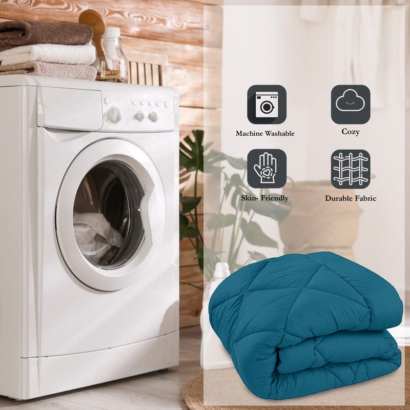 CHICERY Microfiber Reversible Solid Extra Comfort & Soft Comforter||Blanket Single Bed 250 GSM Ultra Soft Comforter for Winter-Teal Grey-Pack of 1 - Image 4