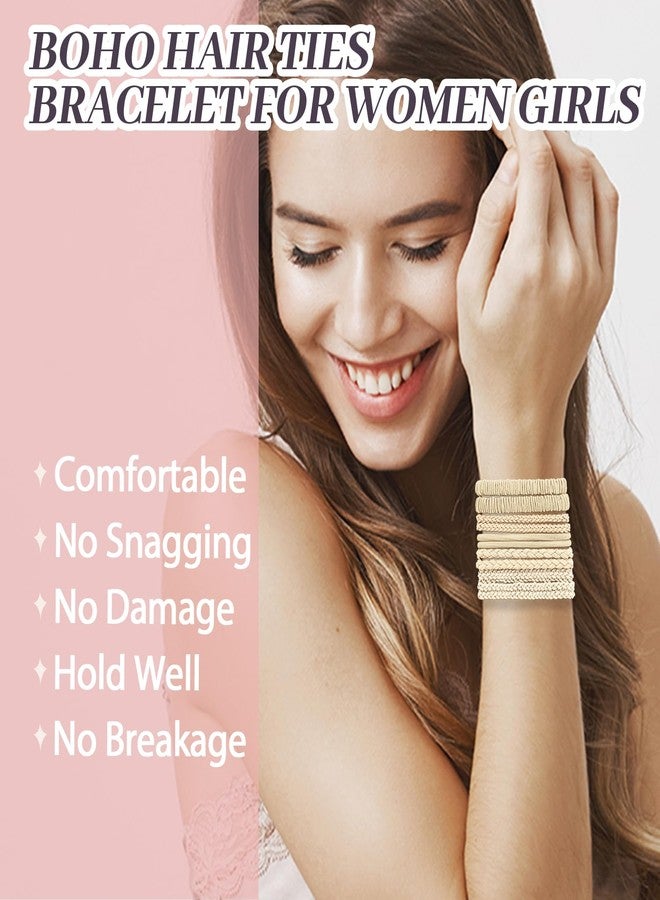 JIRIS JIIRS 10PCS Boho Hair Ties,Elastic Bracelets,Elastic Ties, Hair Bands For Ponytails,Ponytail Holder for Thick or Thin Hair,Boho Hair Bracelets No-Damage For Daily Life, Sport, Working(Set1) - Image 4