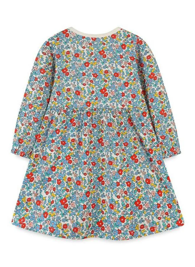 يونيكي White A-Line Crew Neck Floral Dress