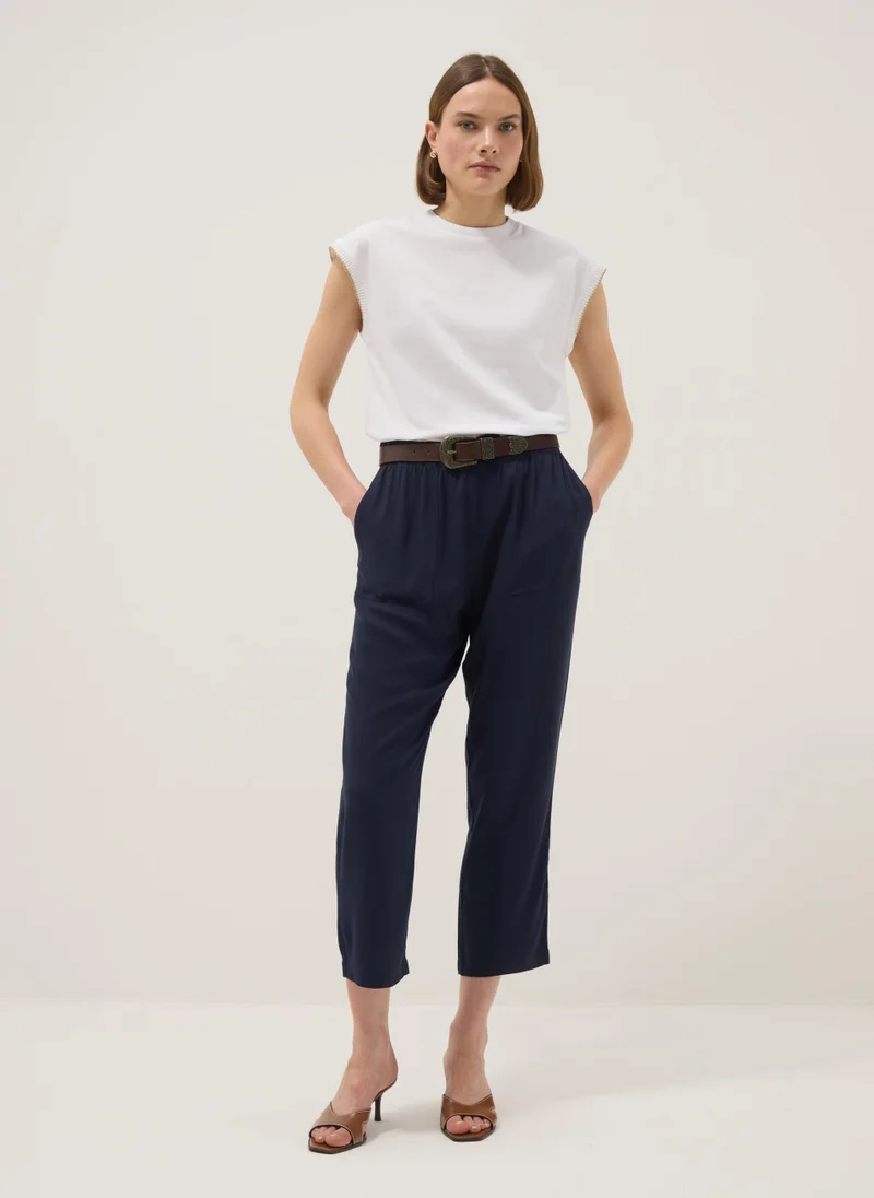 او في اس OVS White Sleeveless Pure Cotton T-Shirt, Regular Fit
