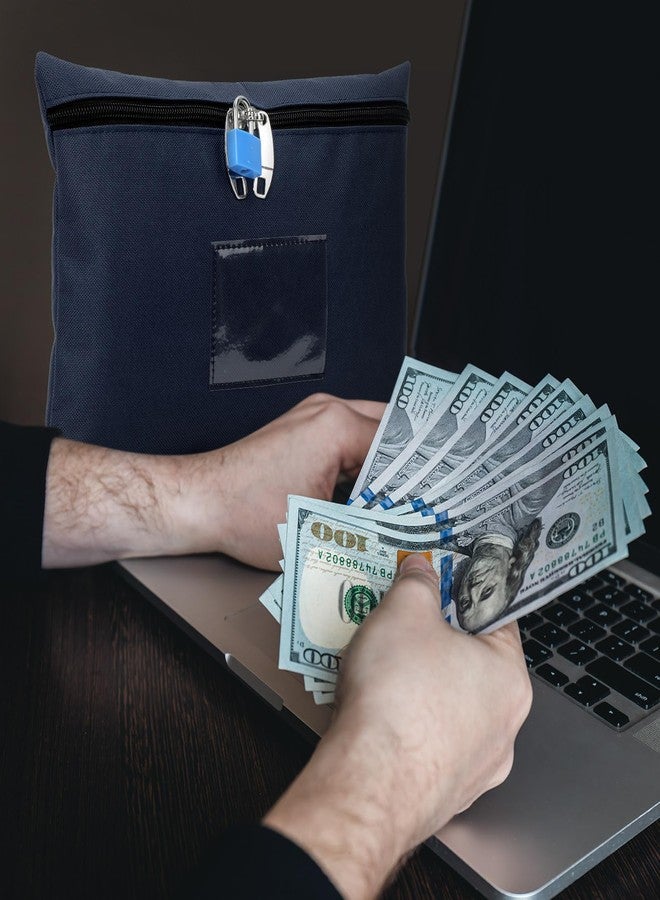 DLUGOPIS حقيبة نقود قماشية مزودة بقفل ومفتاحين - حقيبة إيداع نقود بسحاب مقاس 11.4 × 8.3 بوصة (أزرق) - Image 5