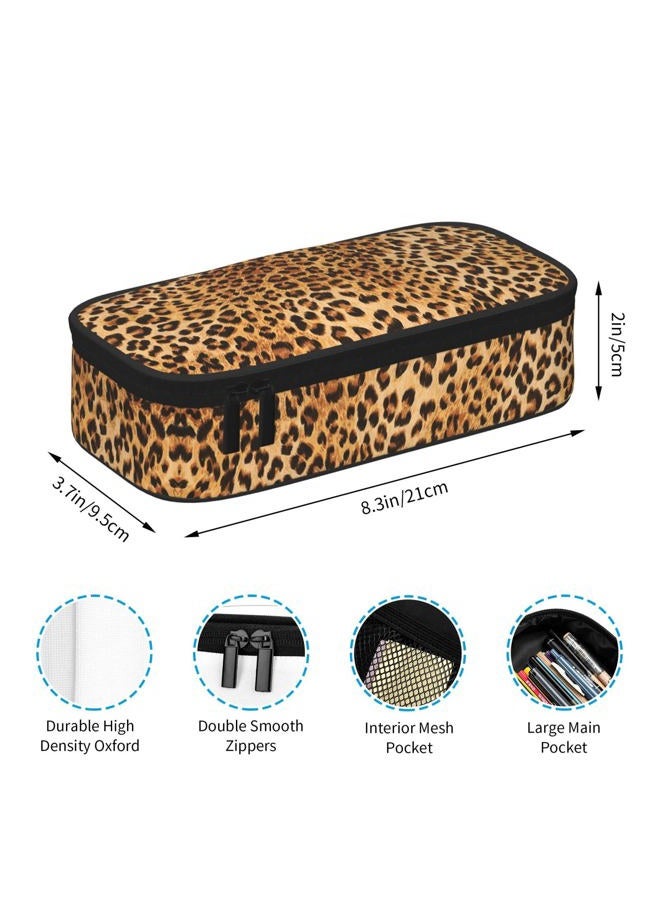 PAUSEBOLL Leopard print Pencil Case for Girls and Kids Cute Pen Box Pouch Large pencil bag with Double Zipper, Portable Pencil Pouch for School Office Supplies - Image 5