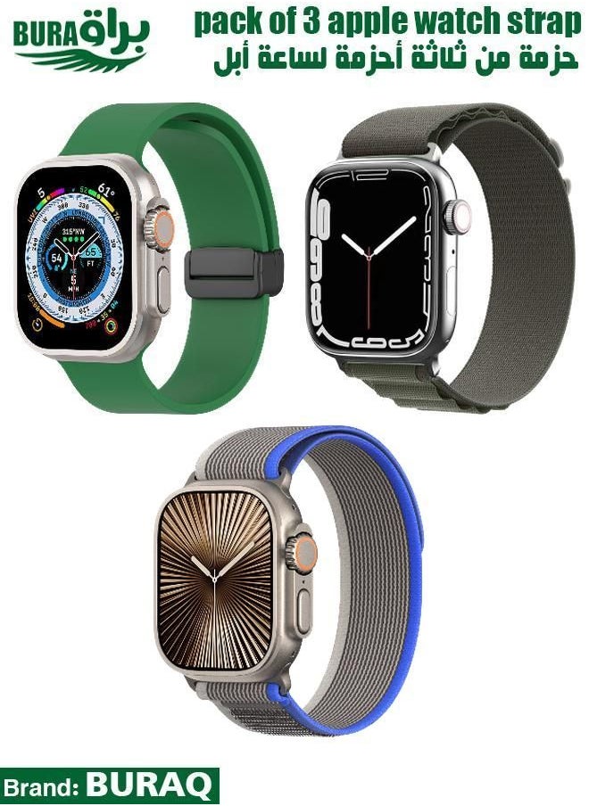 BURAQ - Apple Watch Band Strap For Apple Watch Ultra 2/Ultra 49mm, Series 10 46mm, 9/8/7 45mm, SE2/SE/6/5/4 44mm, 3/2/1 42mm - Image 1