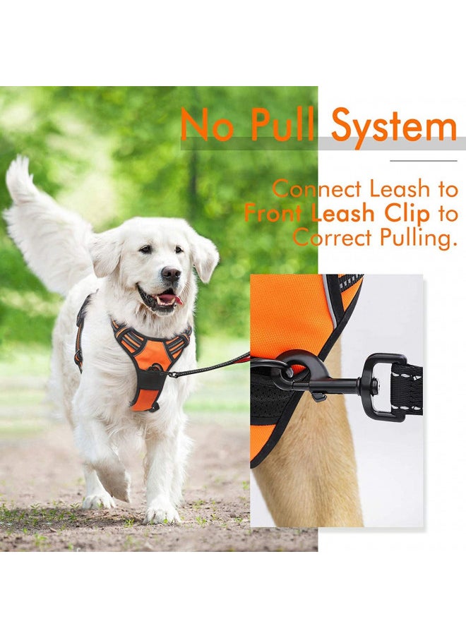 Rabbitgoo rabbitgoo Dog Harness, No-Pull Pet Harness with 2 Leash Clips, Adjustable Soft Padded Dog Vest, Reflective No-Choke Pet Oxford Vest with Easy Control Handle for Large Dogs,Orange,L 