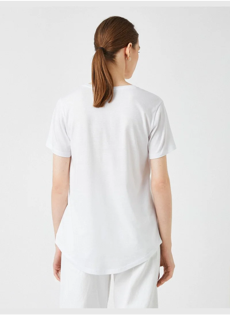 KOTON Diamond Printed T-Shirt Modal Blended
