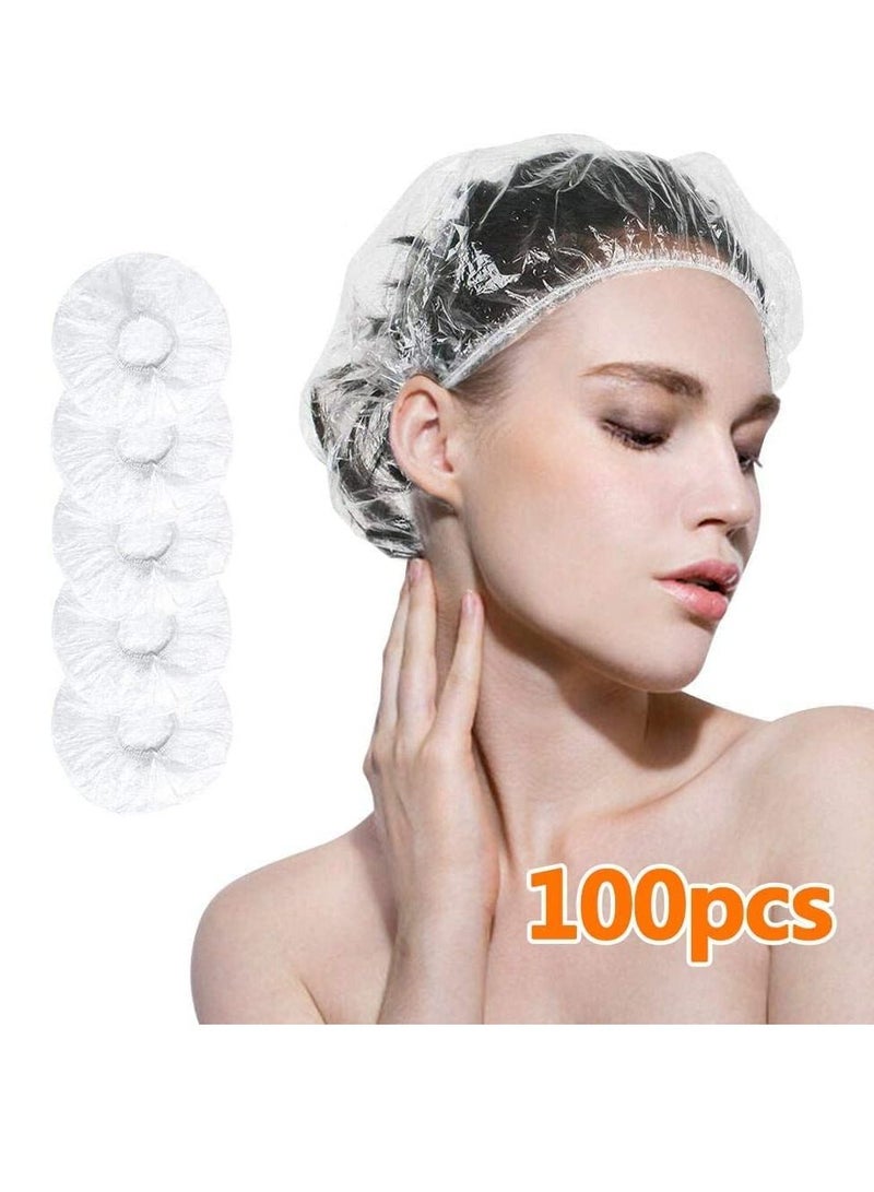 100pcs Shower Cap Disposable, Bath Caps Thick Waterproof High Density Elastic Big Hair Caps for Women Men Travel Spa Hotel Hair Solon Home Use High Quality - Image 1