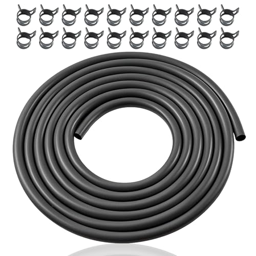 KIKITE 10 Feet 14 Inch ID Fuel Line Hose Compatible with Briggs Stratton Kohler Kawasaki Small Gas Diesel Engines Mowers and Generators Rubber Fuel Hose with 20 Clamps - Image 1