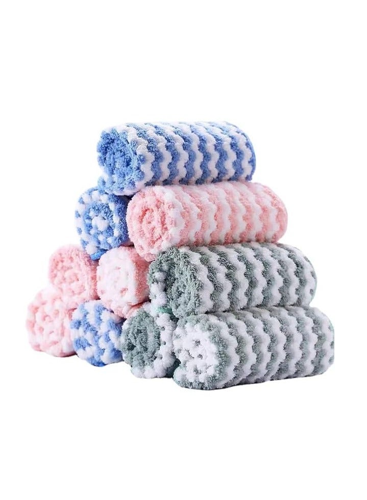 LDQ 10 Pcs Kitchen Dish Cloths, Coral Fleece Microfiber Dish Towel, Soft Absorbent Towels, Reusable, Machine Washable, Best For Kitchen, Bathroom, Car, Window, (30x30 CM) - Image 1