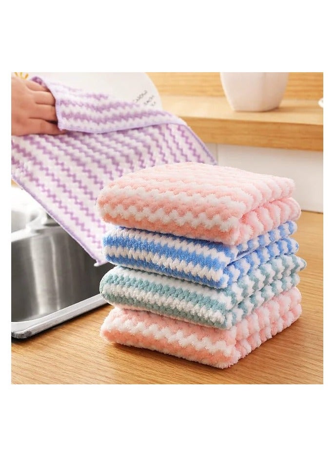 LDQ 10 Pcs Kitchen Dish Cloths, Coral Fleece Microfiber Dish Towel, Soft Absorbent Towels, Reusable, Machine Washable, Best For Kitchen, Bathroom, Car, Window, (30x30 CM) - Image 4