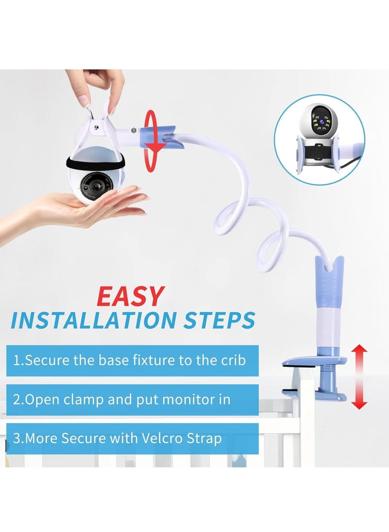 Gonice Baby Monitor Holder, Universal Baby Monitor Stand with 3 Fixed Straps Baby Camera Holder No Drilling, Flexible Hose for Shelf Desk Crib (Monitor Not Included)  - Image 5