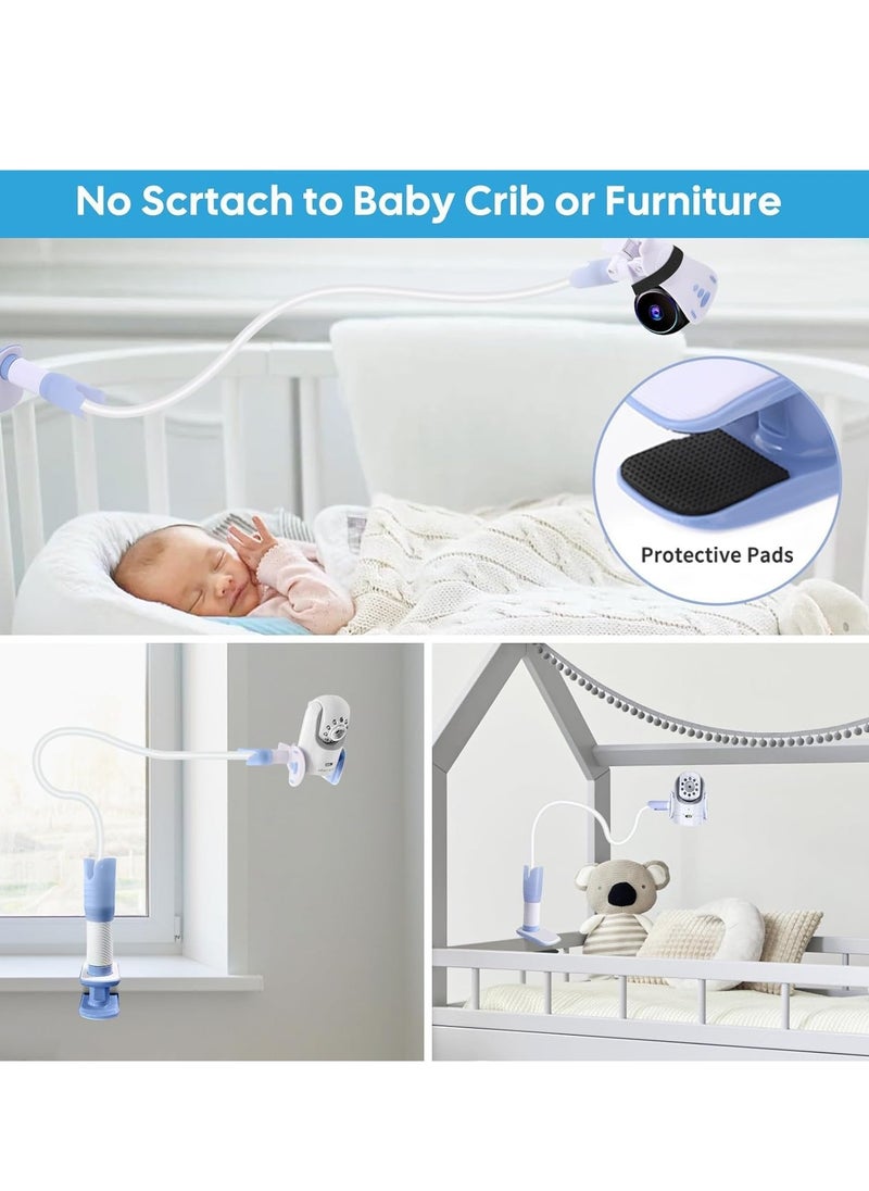 Baby Monitor Holder, Universal Baby Monitor Stand with 3 Fixed Straps Baby Camera Holder No Drilling, Flexible Hose for Shelf Desk Crib (Monitor Not Included)