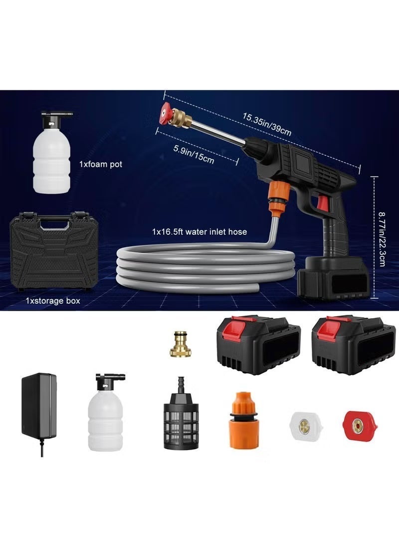 Wakeel AB 520V Cordless Pressure Washer Gun with 2 Batteries, Portable High Pressure Car Washer, 9M Water Hose, Foam Bottle & Accessories for Car, Home, Garden & Outdoor Cleaning - Image 3