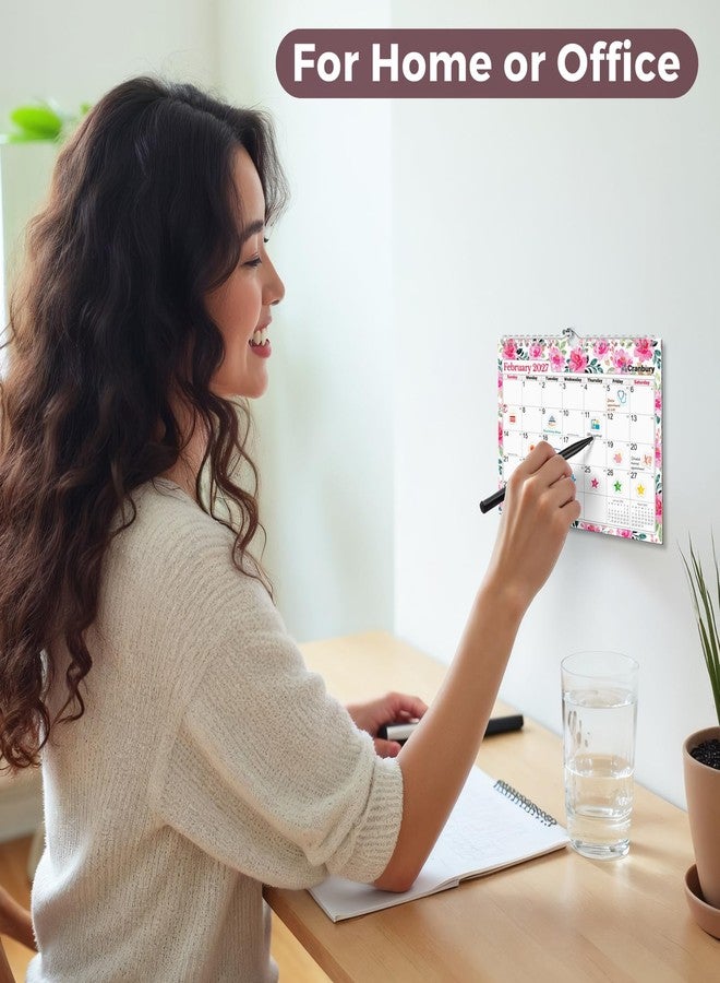CRANBURY Wall Calendar 2026-2027, 8x6", 18 Months Jul. 2026 to Dec. 2027, Thick Paper, Small Desk & Wall Planner for Office, School, Mini Monthly Hanging Calendar with Stickers, Floral - Image 2