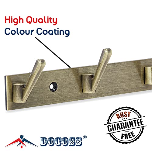 DOCOSS Antique Brass Wall Hooks for Hanging Cloth and Towel Hangers for Wall,Door Hangers,Hook Rail Bathroom Accessories- Pack of 2 - Image 2
