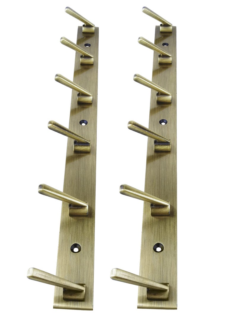 DOCOSS Antique Brass Wall Hooks for Hanging Cloth and Towel Hangers for Wall,Door Hangers,Hook Rail Bathroom Accessories- Pack of 2 - Image 1